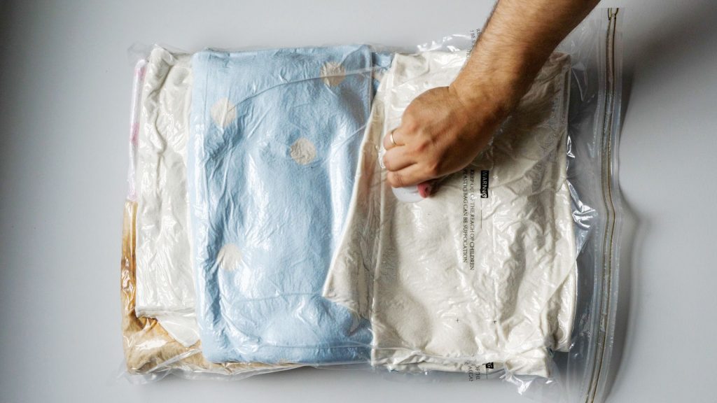 vacuum seal bag containing clothes