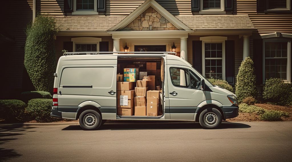 Boxes packed strategically in long wheelbase moving van