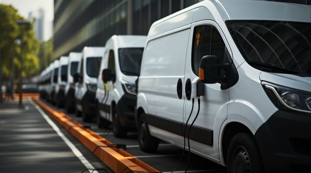 Electric vans on charge