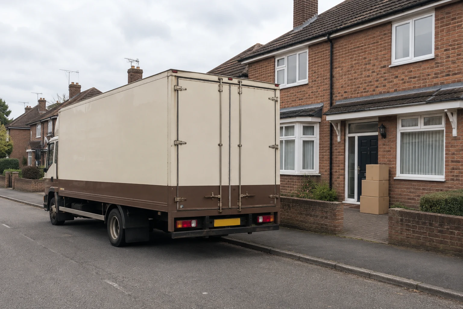Removal truck parked outside a home during an organised managed move